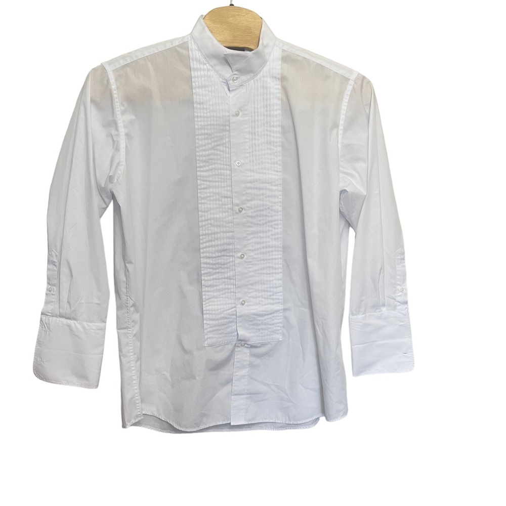 Milani White Tux Shirt 17 1/2 34-35 Mens Button‎ Up French Cuffs - Picture 5 of 7